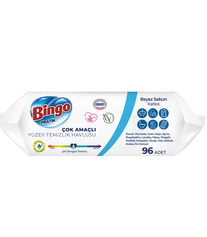 Bingo Yüzey Temizlik Havlusu 96 Adet Beyaz Sabun