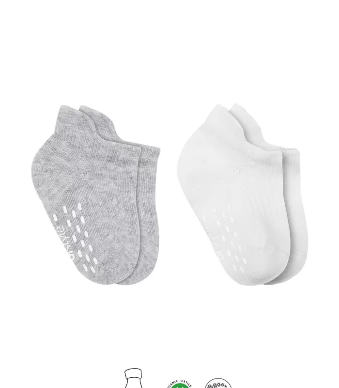 Bistyle 2li Sneakers Kaymaz Basic Penye Çorap Bs20103 Gri Beyaz