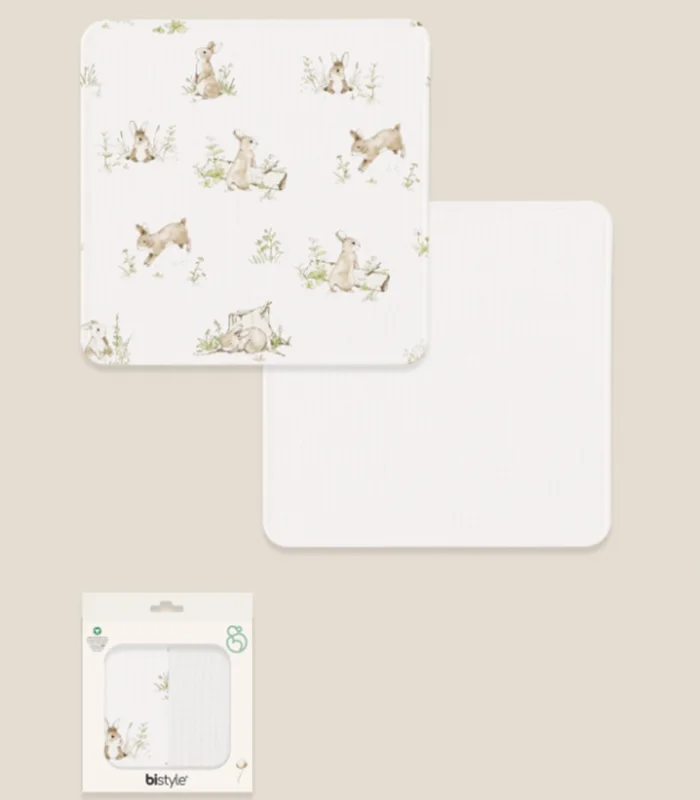 Bistyle 2li Müslin Battaniye Family Rabbit Kutulu 70144 75x75cm Beyaz