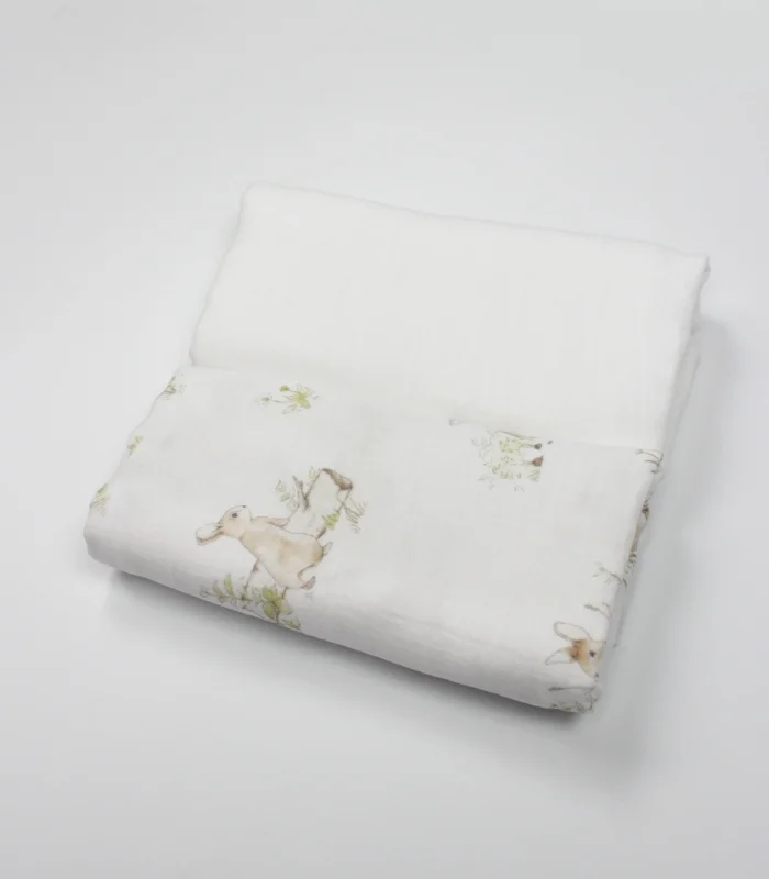 Bistyle 2li Müslin Battaniye Family Rabbit Kutulu 70144 75x75cm Beyaz