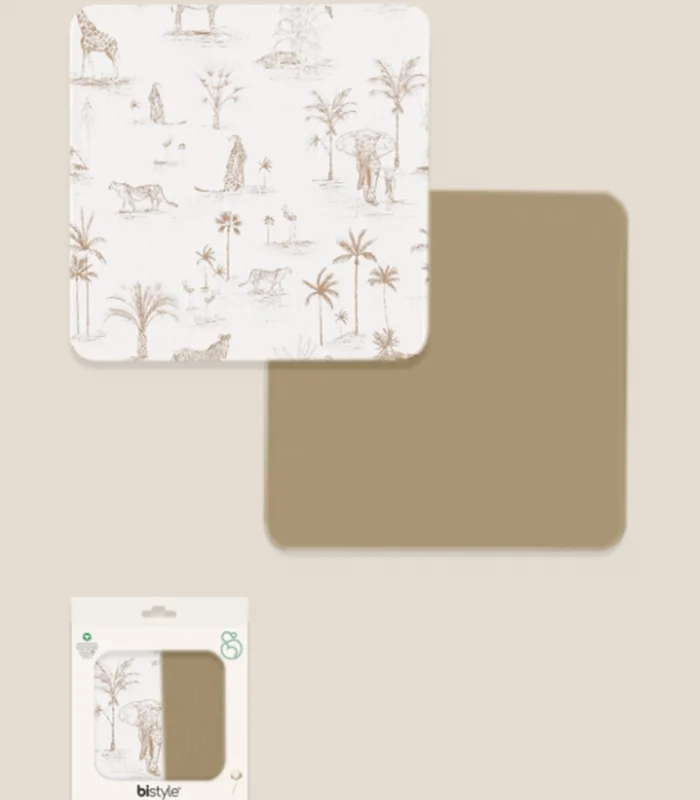 Bistyle 2li Müslin Battaniye Hello Zoo Kutulu 70142 75x75cm Beyaz