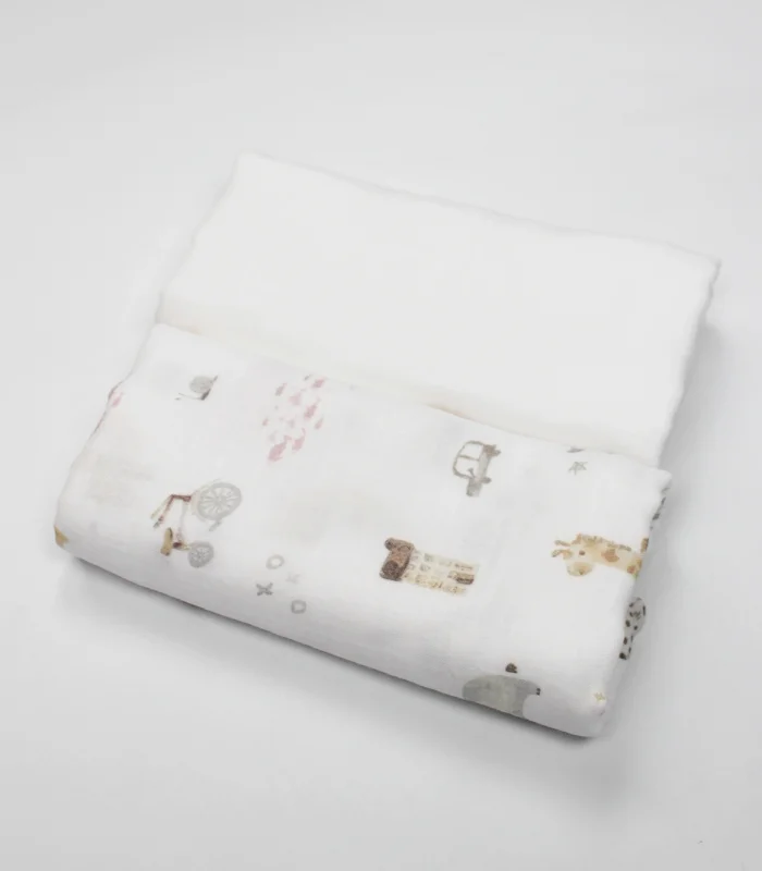 Bistyle 2li Müslin Battaniye In The Zoo Kutulu 70153 75x75cm Beyaz