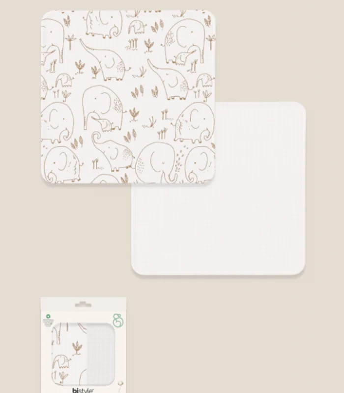 Bistyle 2li Müslin Battaniye Little Elephant Kutulu 70141 75x75cm Beyaz