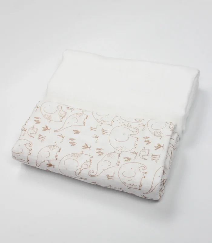 Bistyle 2li Müslin Battaniye Little Elephant Kutulu 70141 75x75cm Beyaz
