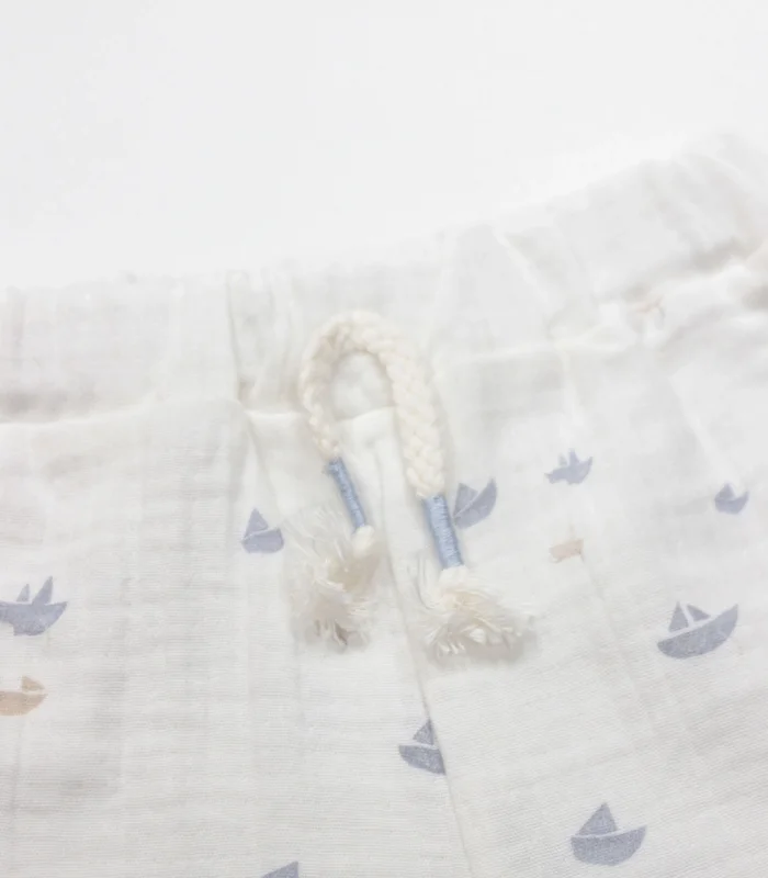 Bistyle 2li Takım Şort Müslin Little Boats 14126 Ekru