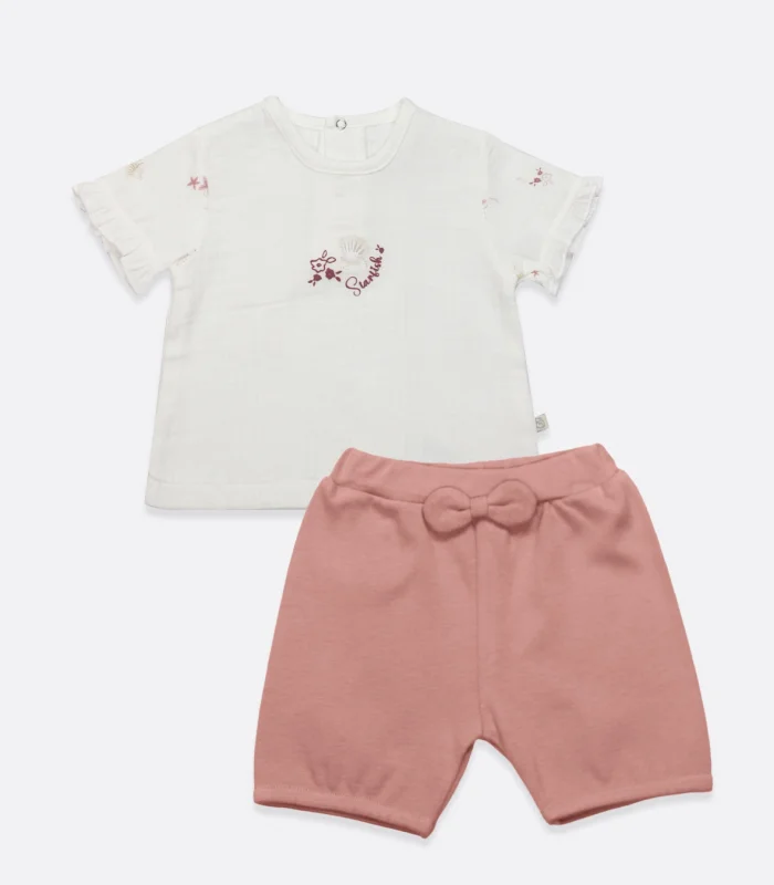 Bistyle 2li Takım Şort Müslin Starfish Wishes 14124 Pembe