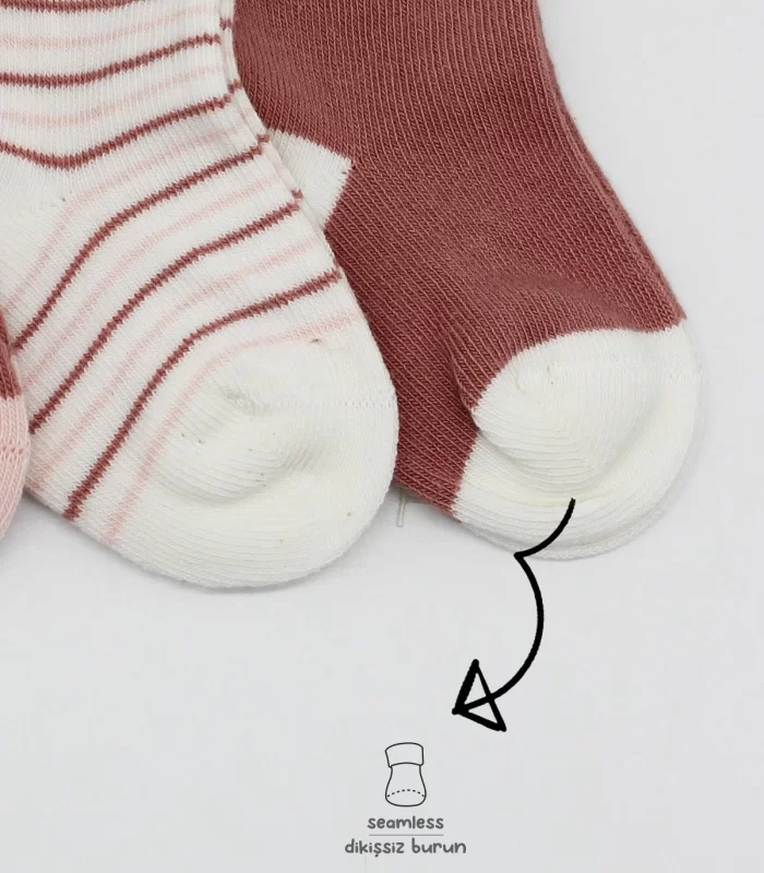 Bistyle 3lü Penye Kız Soket Çorap Bs10112 Pudra