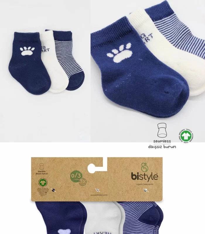 Bistyle 3lü Penye Soket Çorap Bs10110 İndigo