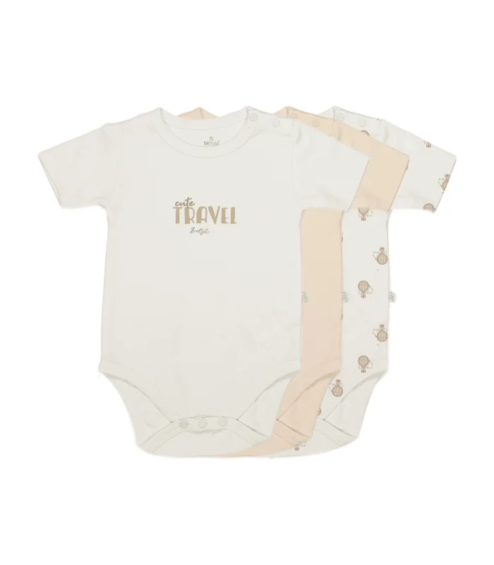 Bistyle 3lü Body Yarım Kol Travel Clasic Kutulu 17162 Ekru