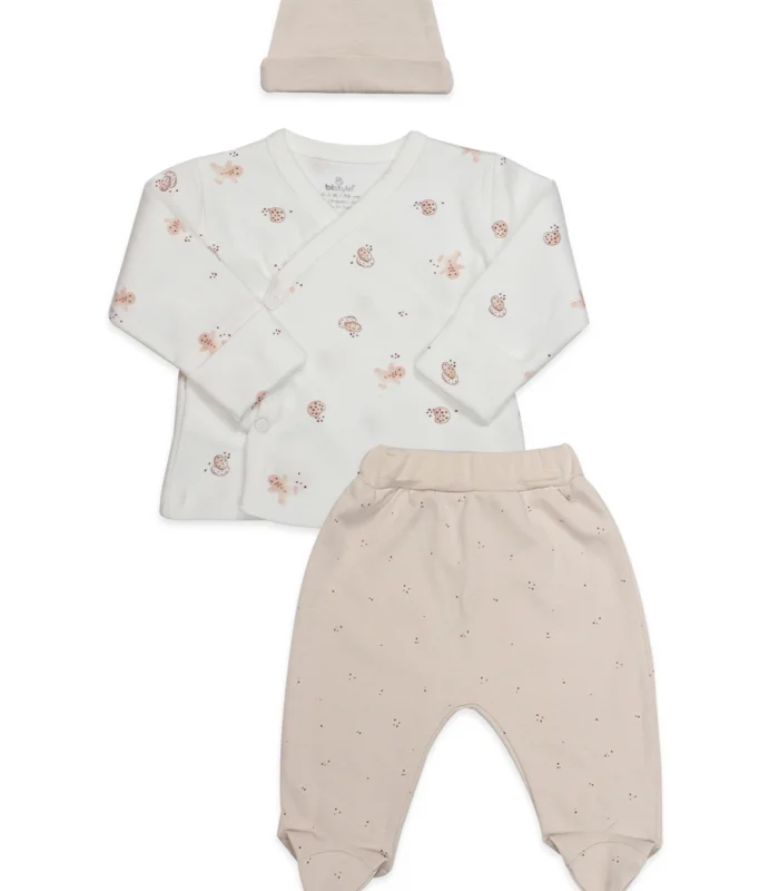 Bistyle 3lü Zıbın Takım Cookies Make Happy 13117 Ekru