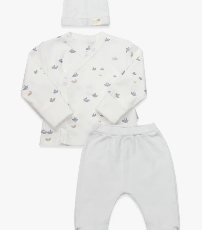 Bistyle 3lü Zıbın Takım Little Boats 13125 Ekru