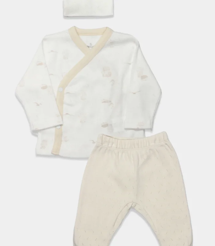 Bistyle 3lü Zıbın Takım My Favorite Zoo 13133 Ekru