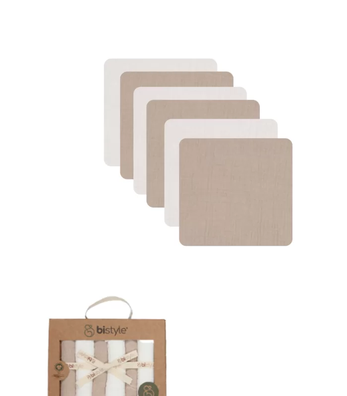 Bistyle 6lı Müslin Mendil 20x20 Cm 90106 Ekru Bej