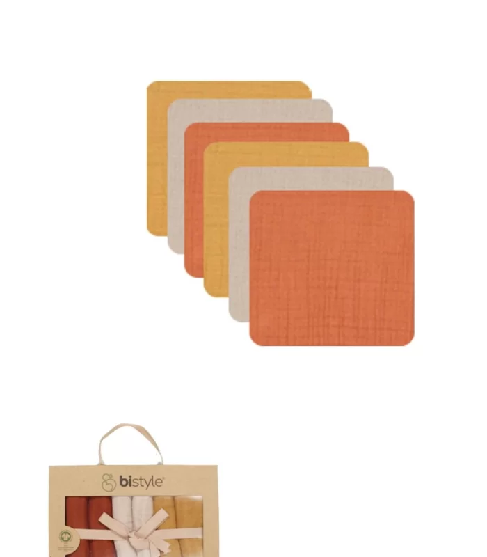 Bistyle 6lı Müslin Mendil 20x20 Cm 90106 Kiremit Bej Hardal