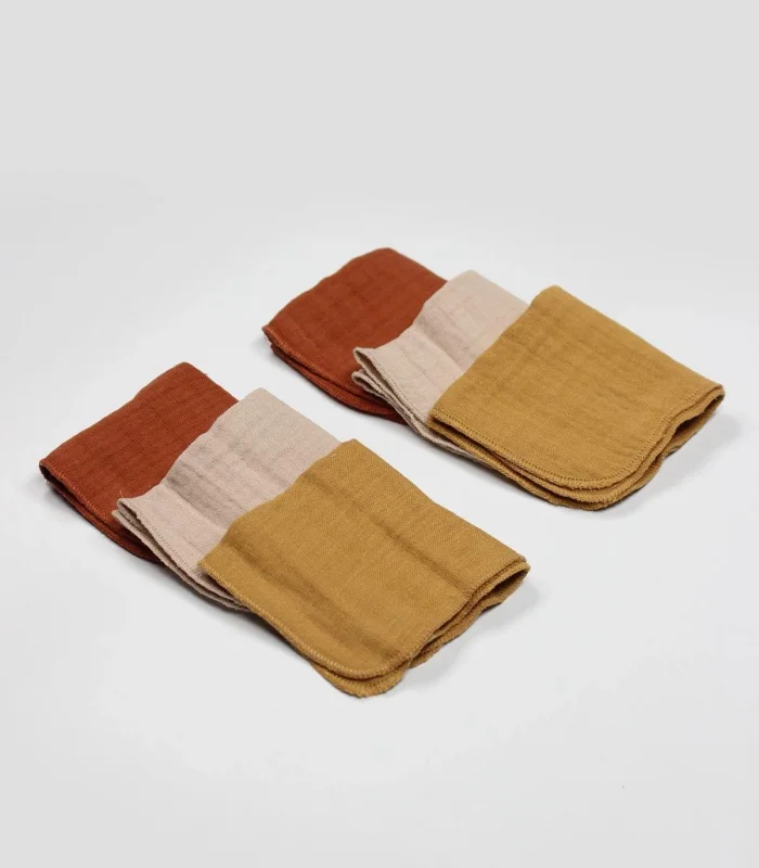 Bistyle 6lı Müslin Mendil 20x20 Cm 90106 Kiremit Bej Hardal