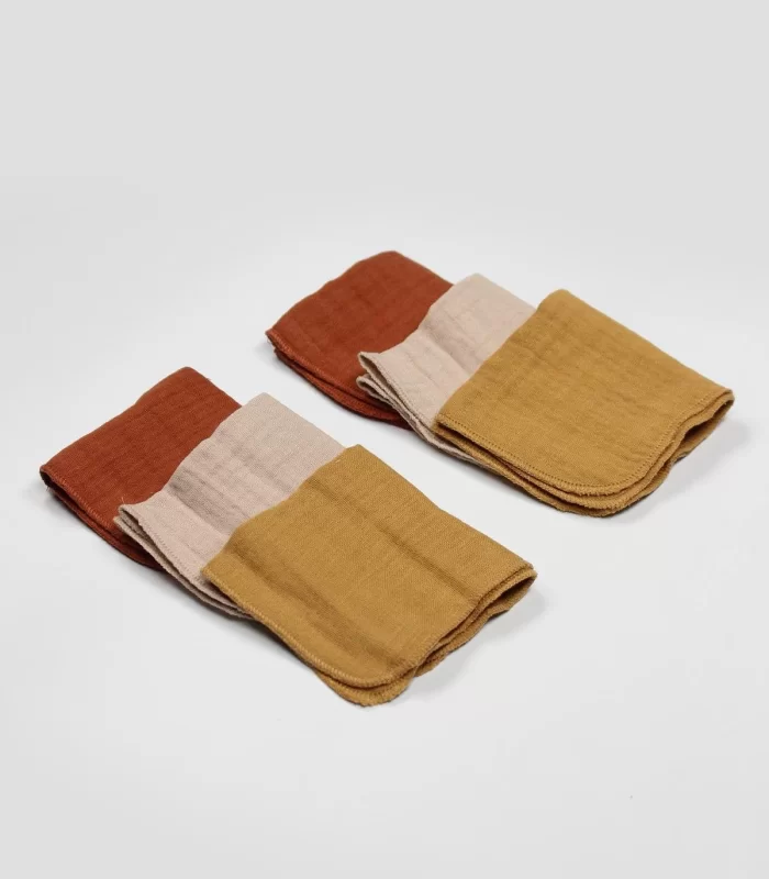 Bistyle 6lı Müslin Mendil 20x20 Cm 90106 Kiremit Bej Hardal