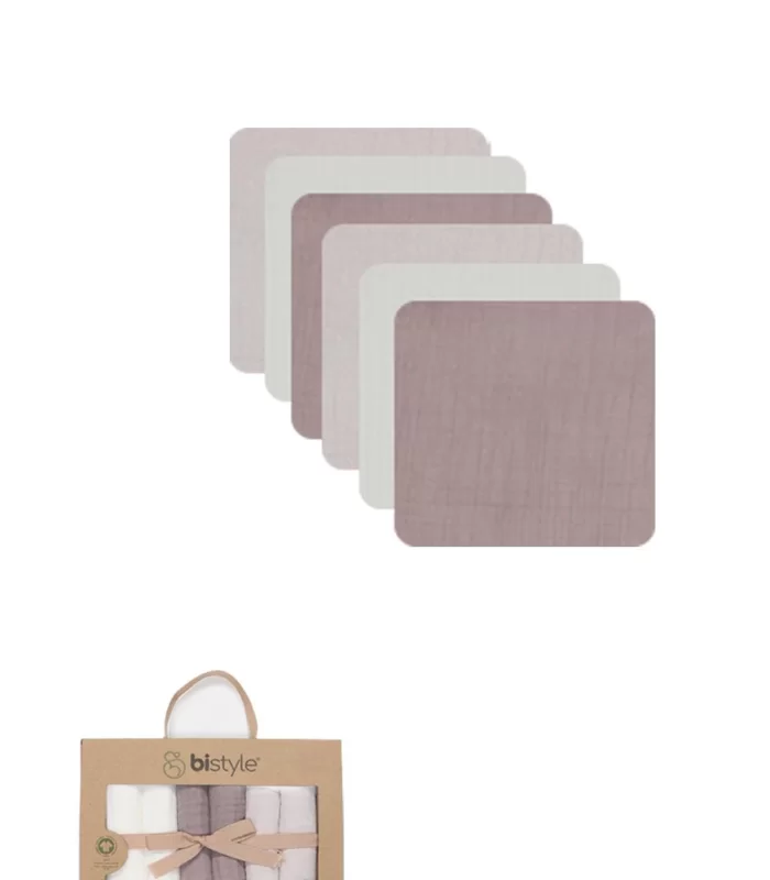 Bistyle 6lı Müslin Mendil 20x20 Cm 90106 Taş Ekru Antrasit