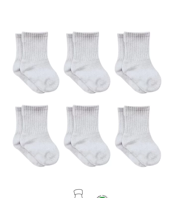 Bistyle 6lı Penye Düz Soket Çorap BS6008 Gri Melanj