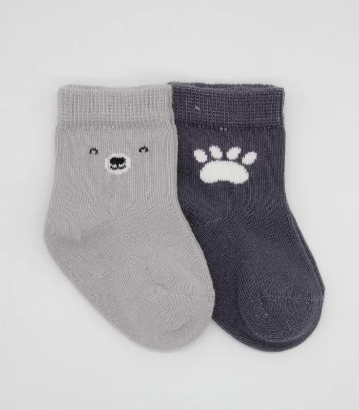 Bistyle Bear Penye Soket Çorap 2Li BS10116 Gri