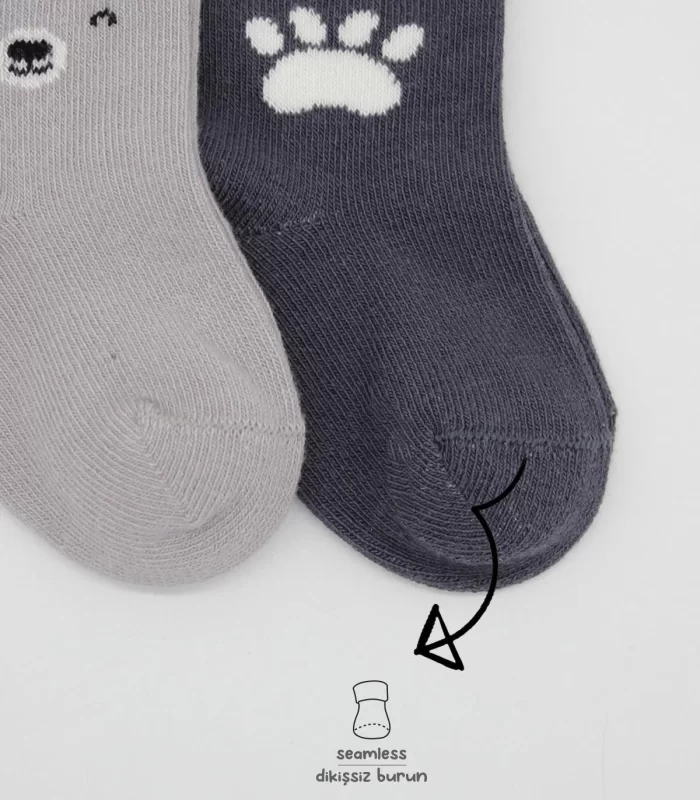 Bistyle Bear Penye Soket Çorap 2Li BS10116 Gri