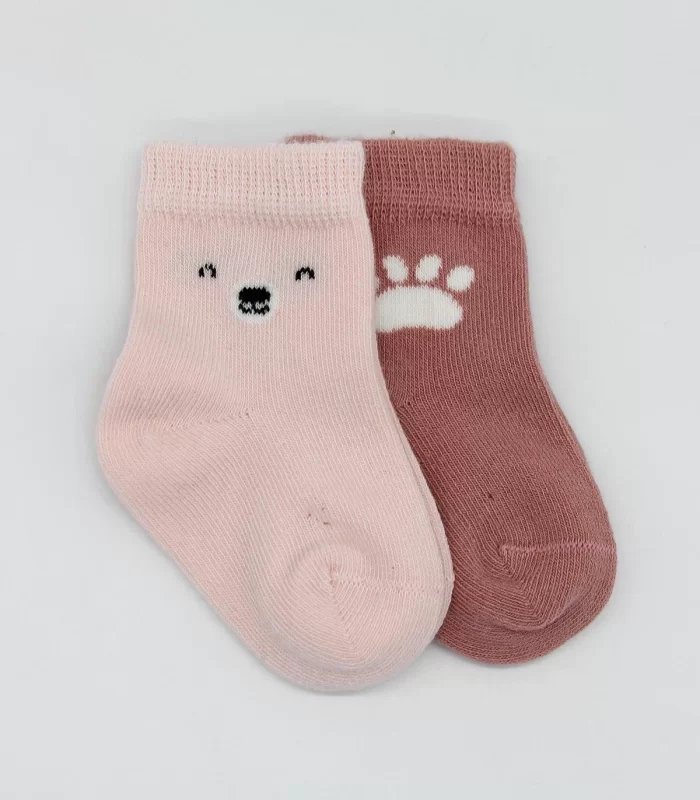 Bistyle Bear Penye Soket Çorap 2Li BS10116 Pembe