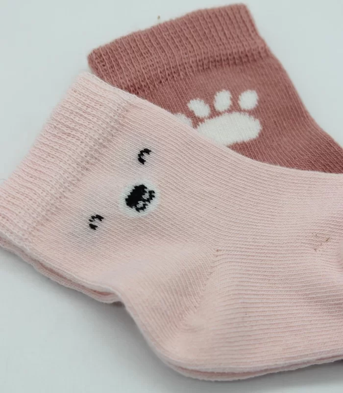 Bistyle Bear Penye Soket Çorap 2Li BS10116 Pembe