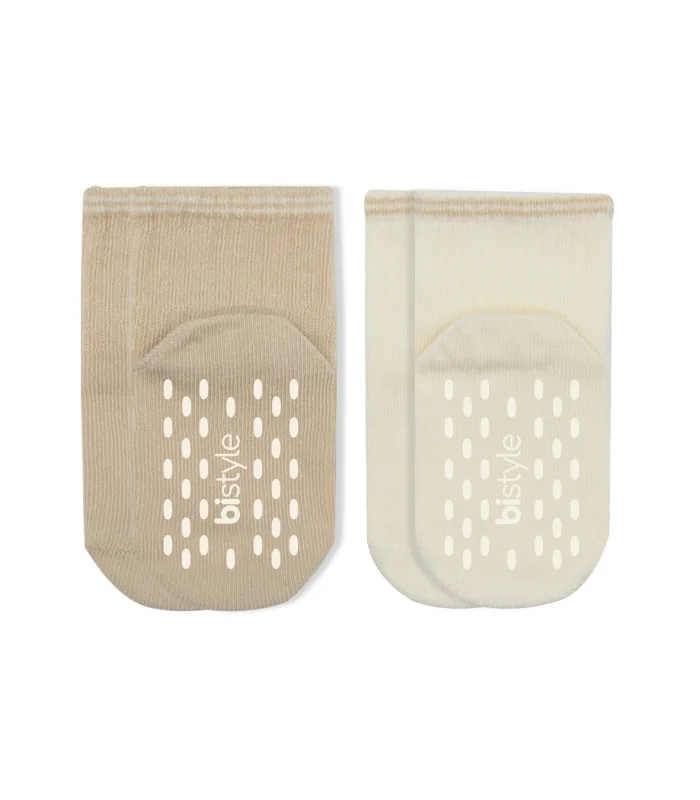 Bistyle Çemberli Basic Penye Kaymaz Soket Çorap 2li 10146 Bej