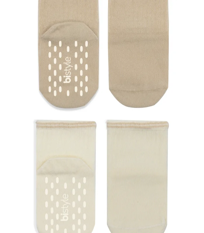 Bistyle Çemberli Basic Penye Kaymaz Soket Çorap 2li 10146 Bej