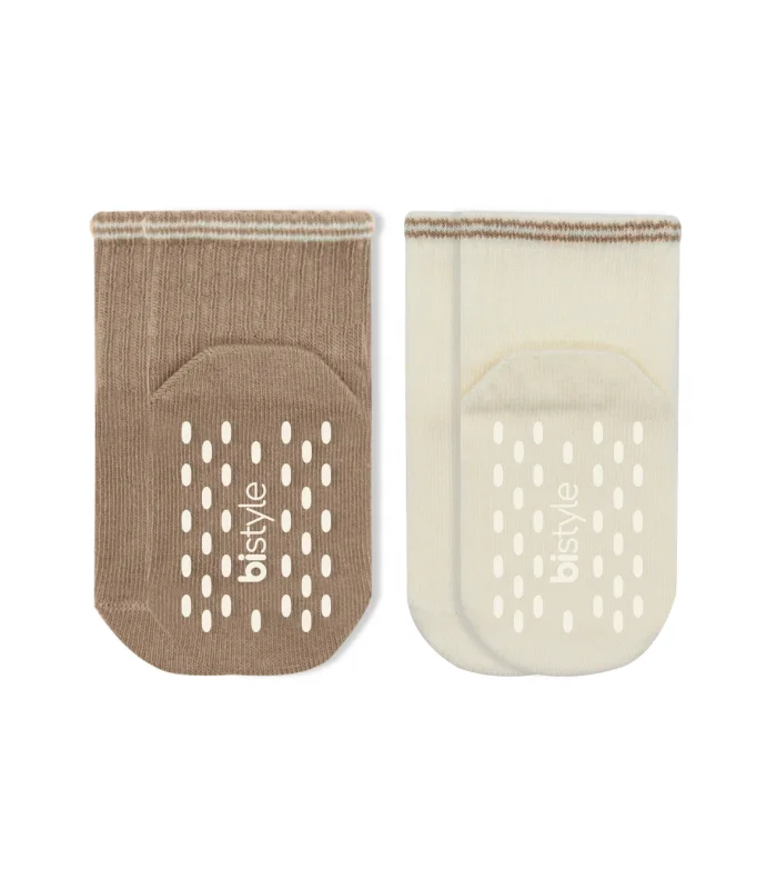 Bistyle Çemberli Basic Penye Kaymaz Soket Çorap 2li 10146 Kahve