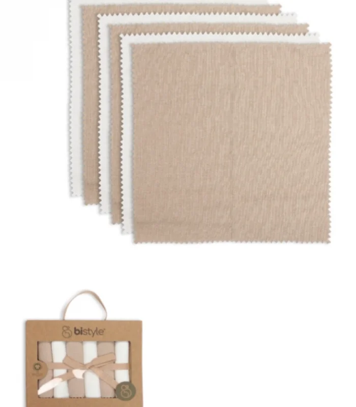 Bistyle Colours Kutulu 6lı Penye Mendil 20x20 90161 Ekru Kahve