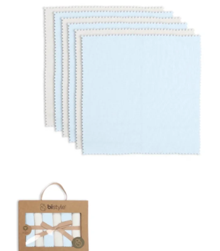 Bistyle Colours Kutulu 6lı Penye Mendil 20x20 90161 Ekru Mavi