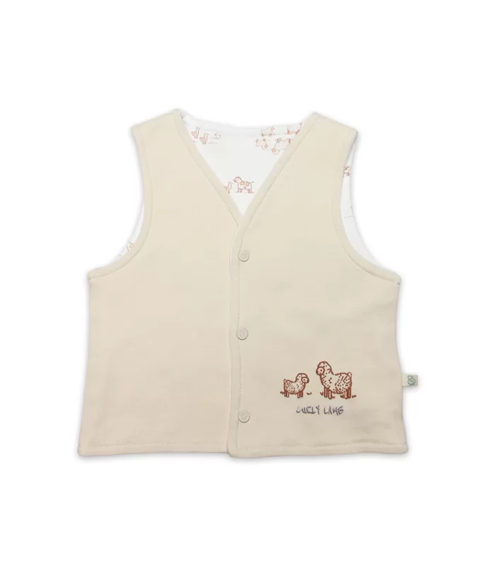 Bistyle Curly Lamb Çift Taraflı Yelek 18107 Bej Mavi Ekru