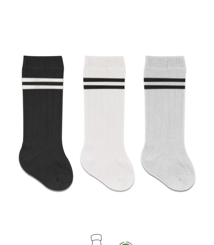 Bistyle Derby Dizaltı Çorap 3lü Bs40101 Siyah Ekru Gri Çemberli