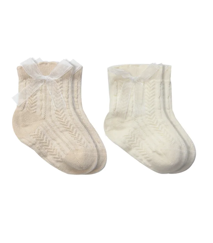 Bistyle Fiyonklu Penye Soket Çorap 2li 10149 Bej