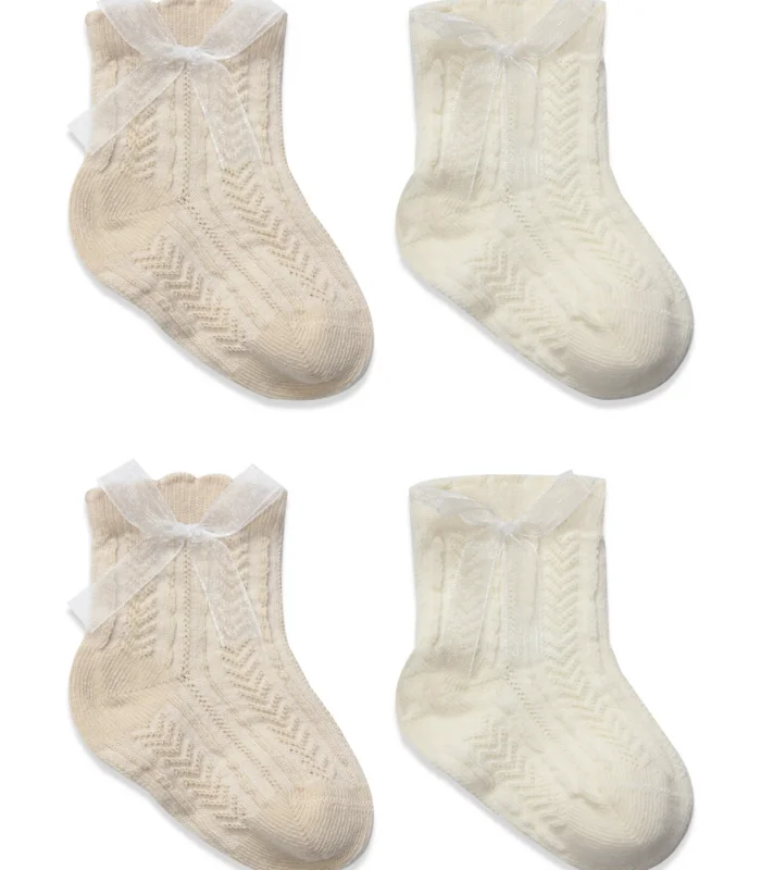 Bistyle Fiyonklu Penye Soket Çorap 2li 10149 Bej