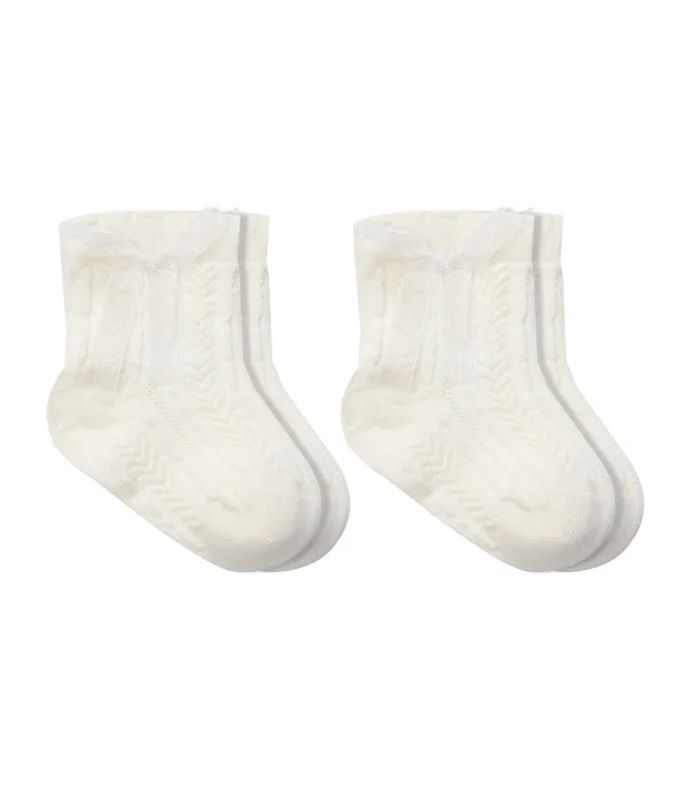 Bistyle Fiyonklu Penye Soket Çorap 2li 10150 Ekru