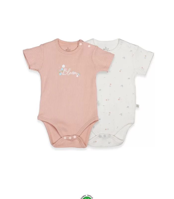 Bistyle Flying Bloom White Yarım Kol 2li Body 17118 Ekru Gül Kurusu