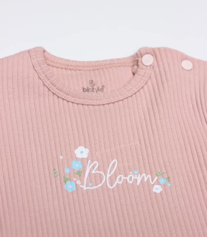 Bistyle Flying Bloom White Yarım Kol 2li Body 17118 Ekru Gül Kurusu