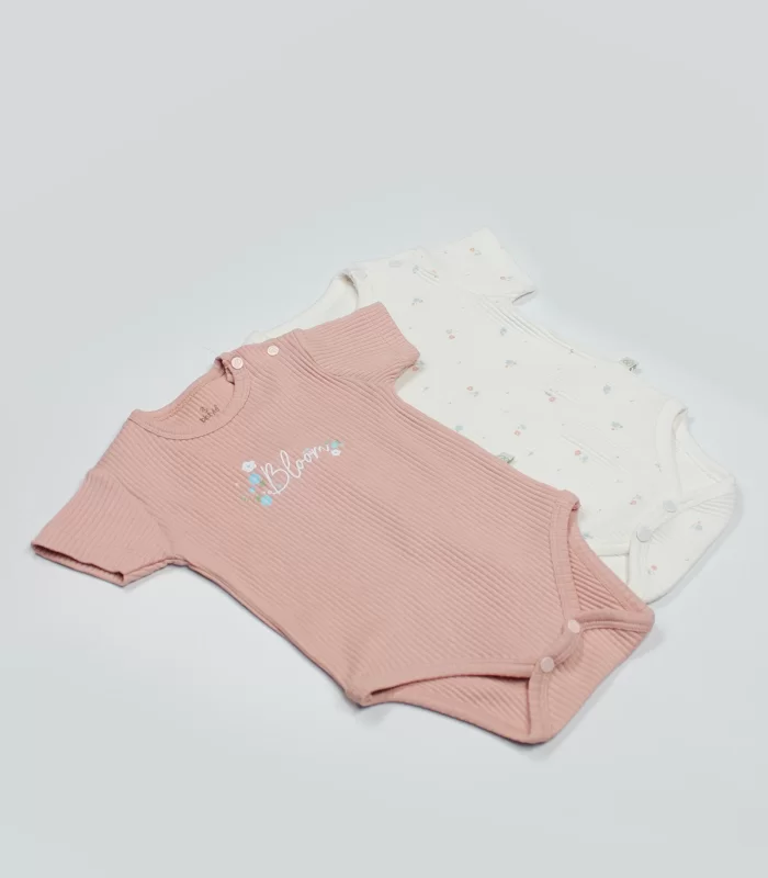 Bistyle Flying Bloom White Yarım Kol 2li Body 17118 Ekru Gül Kurusu