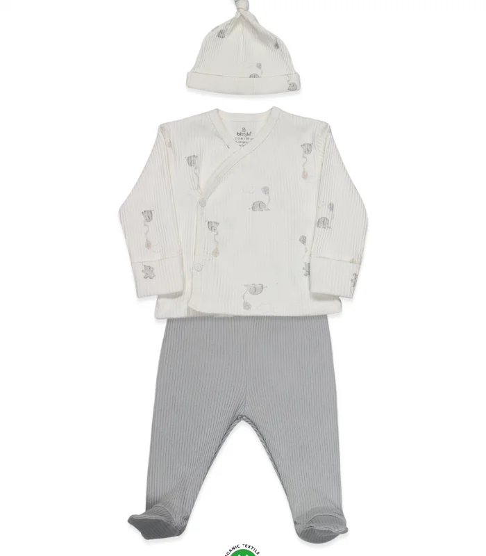 Bistyle Flying Elephant 3lü Zıbın Takım 13111 Ekru Gri