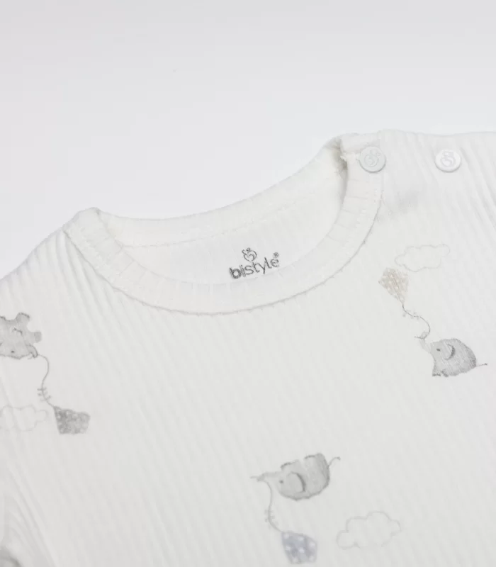 Bistyle Flying Elephant Yarım Kol 2li Body 17116 Ekru Gri