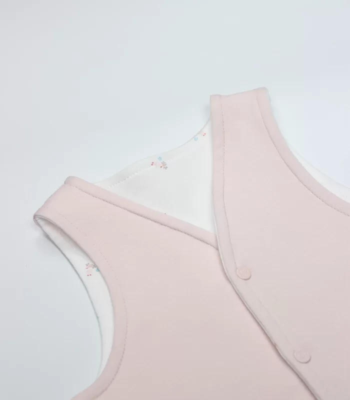 Bistyle Grow İn Love Çift Taraflı Bebe Yelek 18102 Pembe Ekru