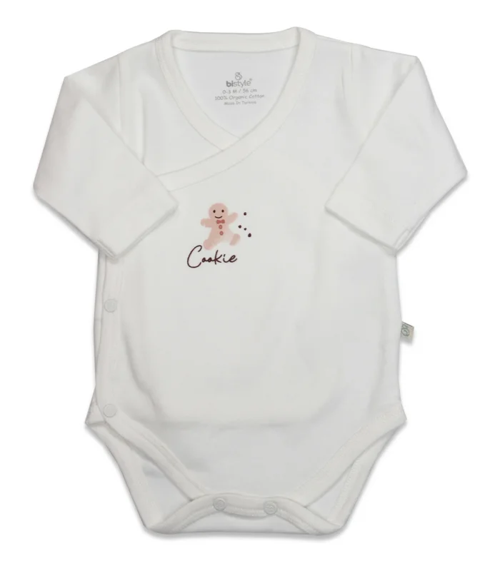 Bistyle Kruvaze Body Uzun Kol Cookies Make Happy 17141 Ekru