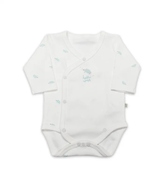 Bi̇style Kruvaze Body Uzun Kol Hello World 17109 Mint