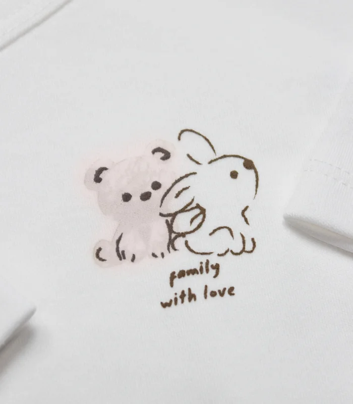 Bistyle Kruvaze Body Uzun Kol Love You Family 17146 Pudra