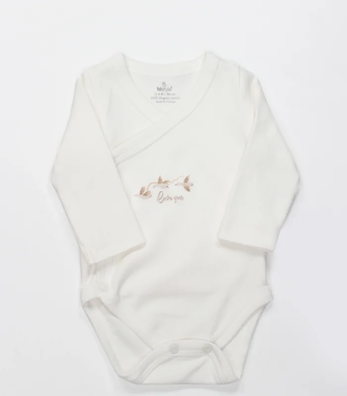 Bistyle Kruvaze Body Uzun Kol Love You Smile 17147 Ekru