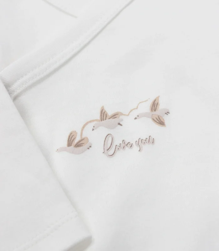 Bistyle Kruvaze Body Uzun Kol Love You Smile 17147 Ekru