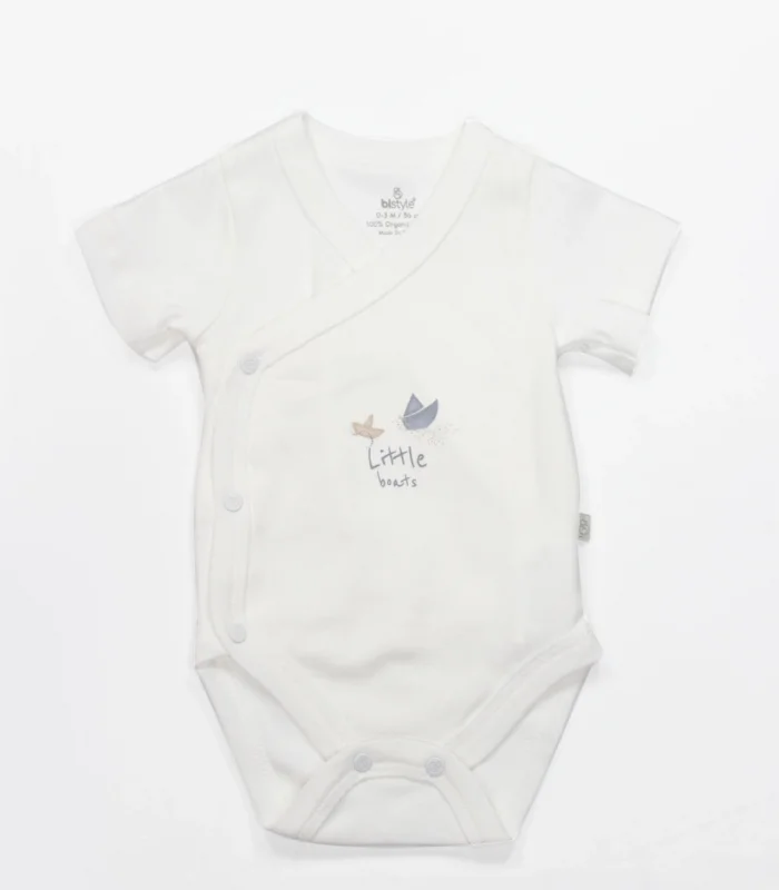 Bistyle Kruvaze Body Yarım Kol Little Boats 17152 Ekru