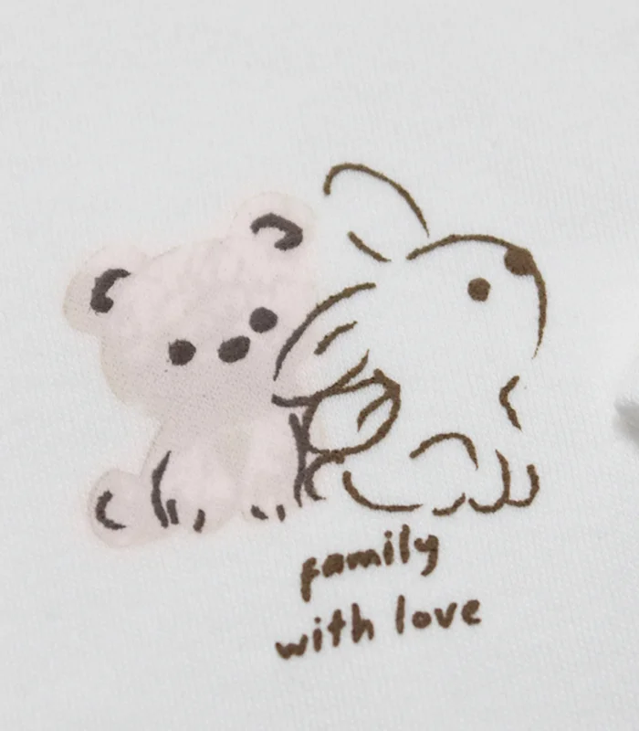 Bistyle Kruvaze Body Yarım Kol Love You Family 17144 Pudra