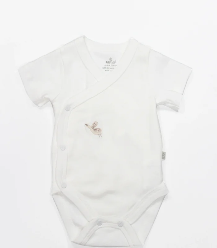 Bistyle Kruvaze Body Yarım Kol Love You Smile 17148 Ekru